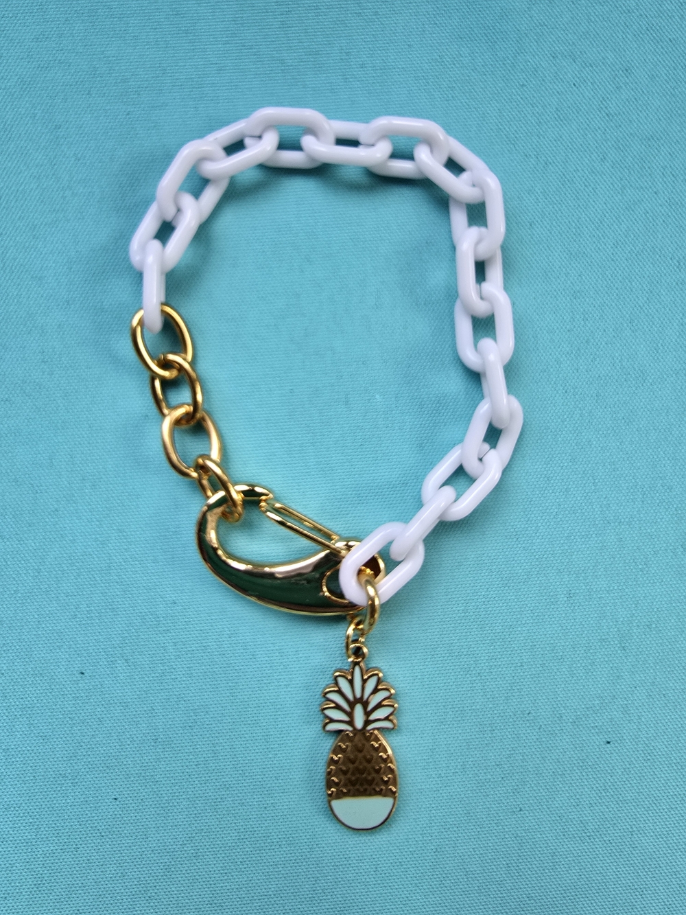 Plunder Pineapple Charm Bracelet with White Chain